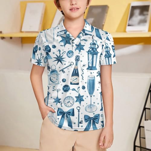 Boys' Classic Polo Shirts Short Sleeve Moisture-Wicking Golf & Tennis Shirts for Youth Teens Clockwork Bow Tie Beer2