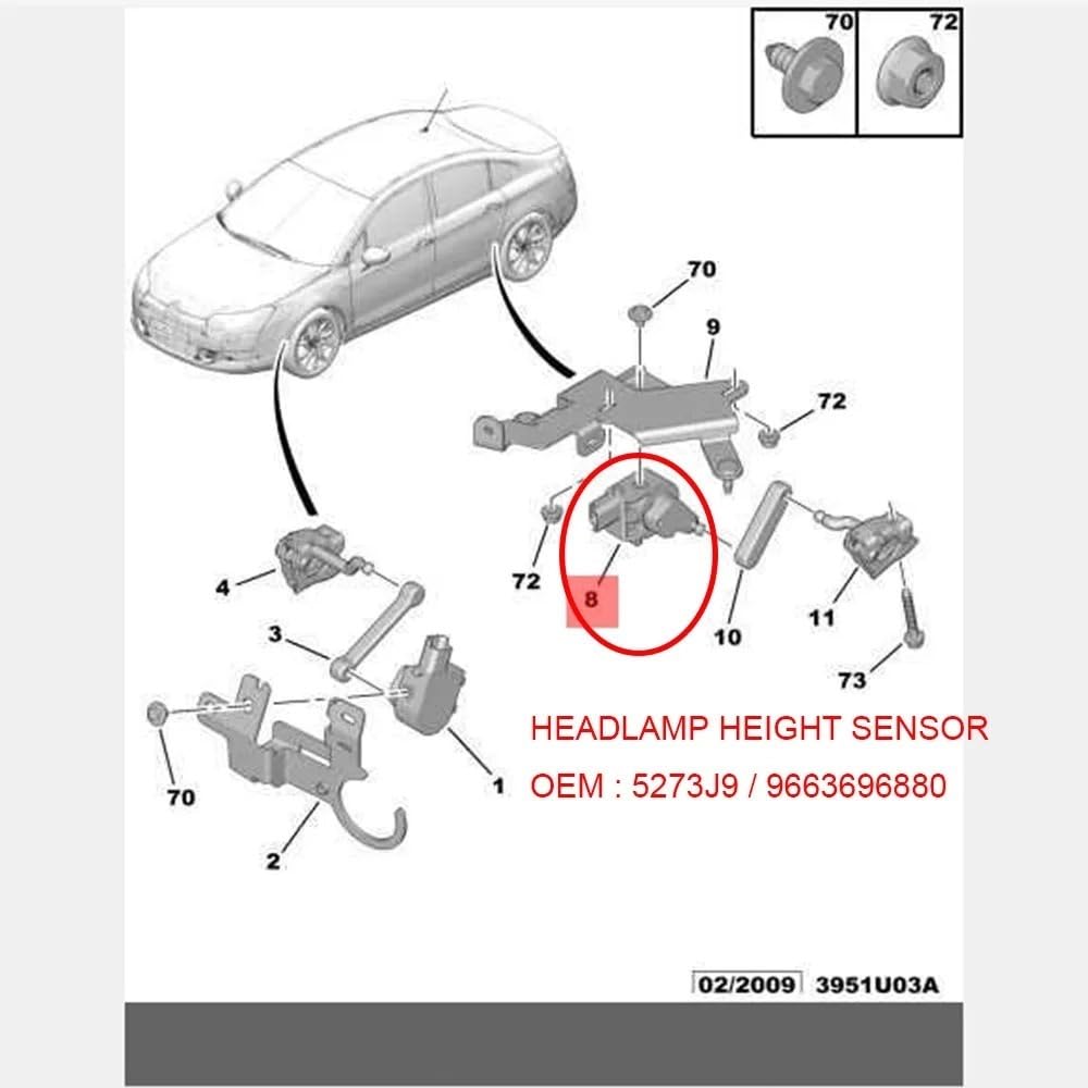 Sensor de altura suspensión trasera/Ajuste for Peugeot 508 / Ajuste for Citroen C5 C6 SENSOR DE ALTURA DEL FARO 5273J4 5273J9(5273J9 Back)