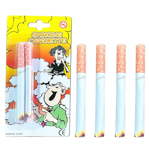 6PCS Fake Cigarettes, Funny Trick Prop Cigarettes with No Ash for Halloween Magic, Realistic Look Practical Joke Set, Unisex-Adult, 8.2 cm
