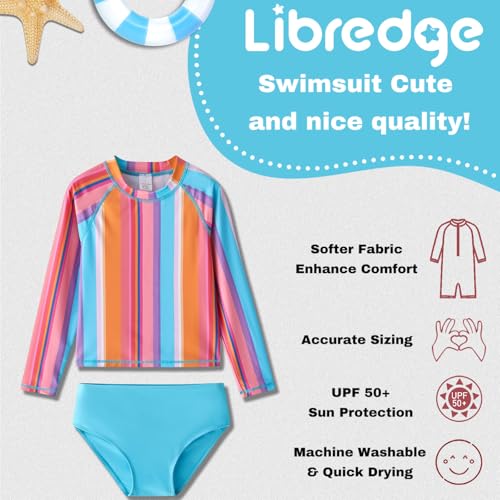 Image of Toddler and Little Girls Rash Guard Swimsuit Set UPF 50+ Swimwear
