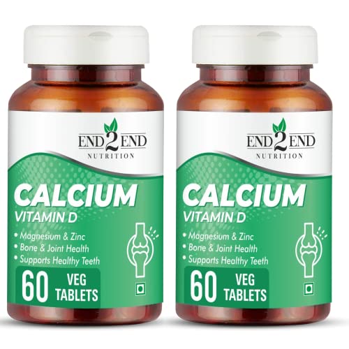 End2End Nutrition Calcium Tablets for Men and Women with Magnesium Zinc Vitamin D for complete bone health & Joint Support – 120 (Pack of 2) End2End Nutrition Calcium Tablets for Men and Women with Magnesium Zinc Vitamin D for complete bone health & Joint Support – 120 (Pack of 2)