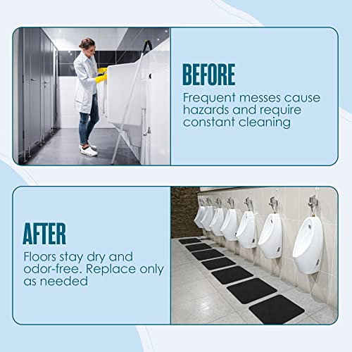 Image of Urinal Mats for Men Bathroom Floor Pads Large, Black, 17.25x20.5 inch, 6Pk