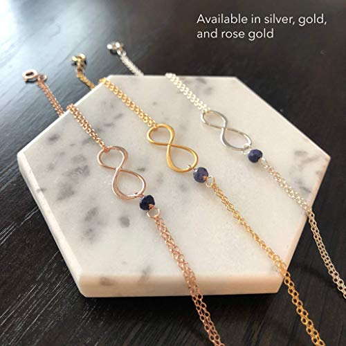 Gold Birthstone Infinity Charm Bracelet - Sapphire, Gold Fill, Vermeil - Handmade September Birthday Present For Women #TOP6