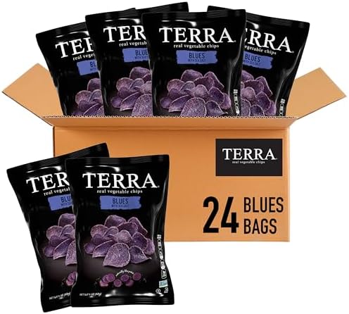 Terra Vegetable Chips, Blues Chips with Sea Salt, 1 Oz (Pack of 24)