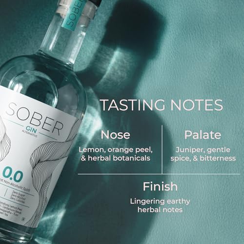 Image of SOBER Gin Alternative | 0.0% ABV Zero Alcohol Drink | Sugar Free Zero Calorie | Premium Non Alcoholic Gin with Juniper Citrus Herbal Notes | Alcohol Free Spirit for Mocktails & Tonic | 750ml