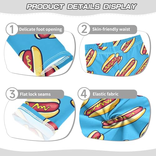 Hot Dogs Girls' Leggings Toddler Doodles Blue Kids Yoga Pants Dance Active Tights 4T3