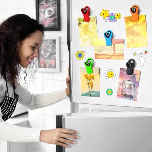 Image of Magnetic Chip Bag Clips Set, Food Sealing Clips with Built-in Magnet, Reusable Plastic Snack Bag Sealers for Kitchen Storage, Freezer Bags, Chips, Coffee & Food Freshness (Multi-Color)