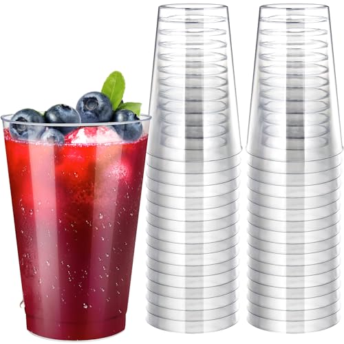 Byvivace 200Counts 12 OZ. Hard Plastic Cups Fancy Disposable Cups for Party 12 Ounce Clear Elegant Wedding Cups Disposable Wine Glasses for Parties