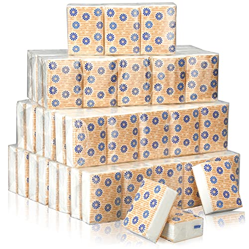 Image of Therwen 100 Pack Pocket Tissues Travel Bulk 1000 Sheet, Flower
