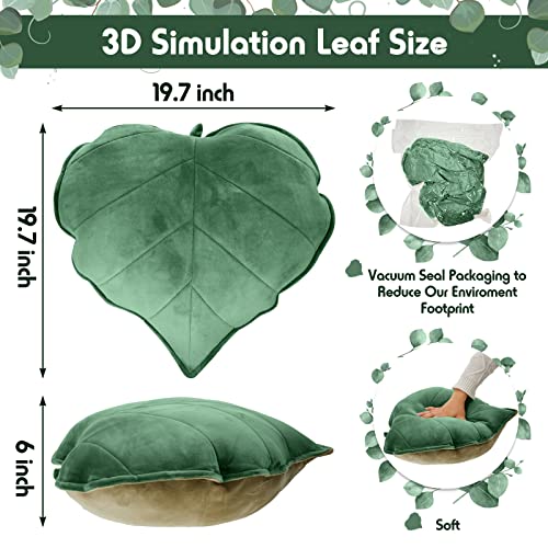 Leaf Throw Pillow 3D Leaves Cute Pillow Aesthetic Leaf Pillow Decorative Fun Plant Pillows Plant Shaped Throw Pillow Leaf Cushion For Bedroom Sofa Couch Living Room Home Decoration Favor, Green #TOP1
