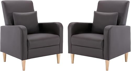 Miniatura 72 de COLAMY - Sillón moderno con cojín para sala de estar, sofá individual y auxiliar para ocio y lectura, tapizado en tela con patas de madera, color