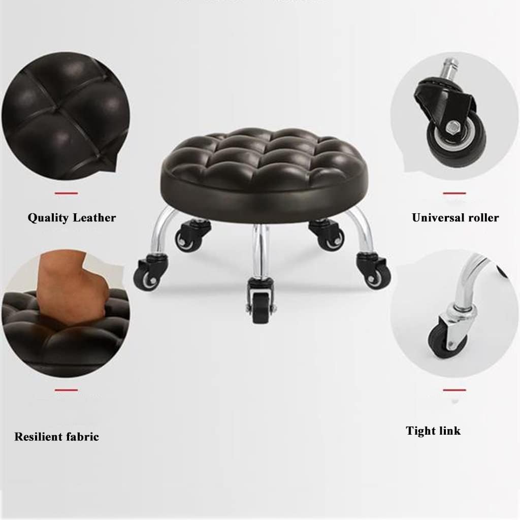 Low Rolling Stool Roller Seat,Mobile Mechanical Stool,with 5 Universal Swivel Caster Wheels for Home Office or Fitness Sport or Garage Shop (Reddish Brown 32.5 * 23 * 6cm)