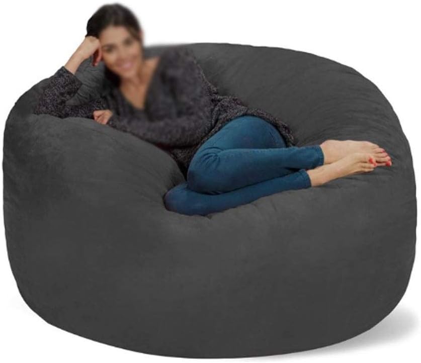 OOCCO Sack Bean Bag Chair Foam Furniture Living Room Large Sofa, Soft Microfiber Covering Without Padding (Color : Black-Soul Eater1)
