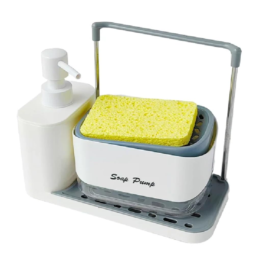 IJSDNVJNDX Multi-Functional Kitchen Soap Dispenser Hand Dish Soap Dispenser with Dual Soap Dispensers Sponge and Dishcloth Holder