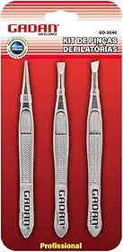 Pinças Profissional Sobrancelha Kit 3 Unidades de Precisão em Aço Inoxidável Design Ergonômico Reta Inclinada e Ponta Fina
