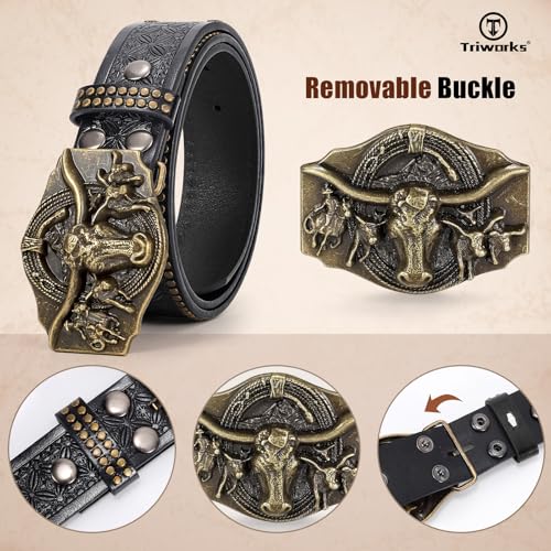 Western Leather Belt for Men Cowboy Cowgirl Belt for Jeans2