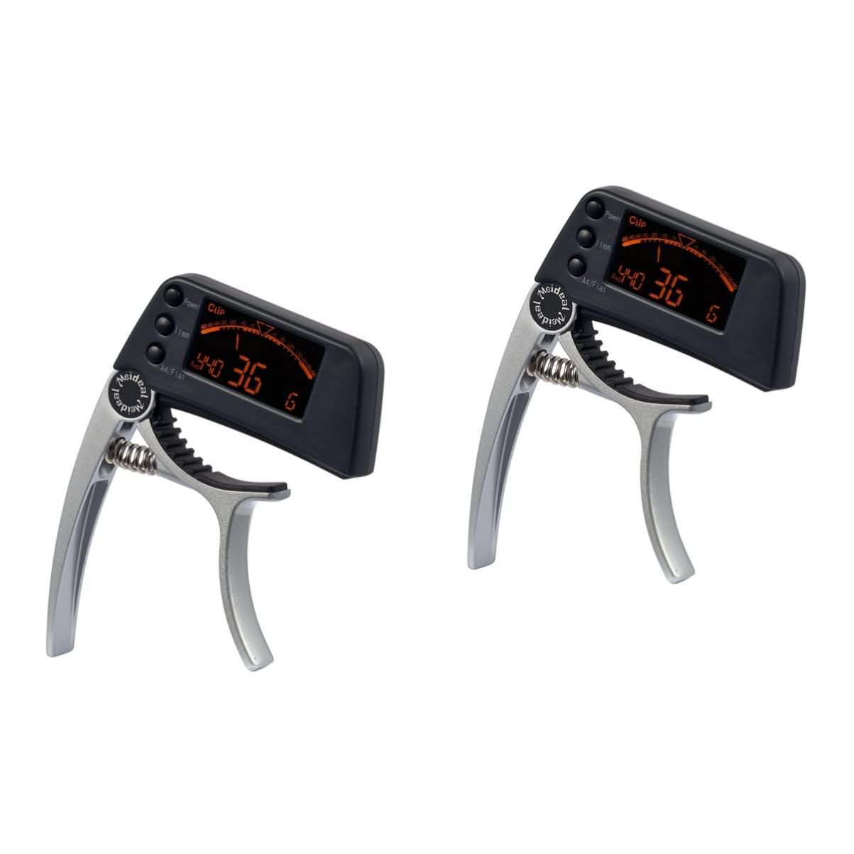 2St Stimmgerät für E-Gitarre Gitarren-Kapodaster elektrisch Bassgitarre Bass-Tuner Kapodaster für Gitarren stimmgerät für akustische gitarre Clip-on-Gitarren-Tuner Silver Hoement