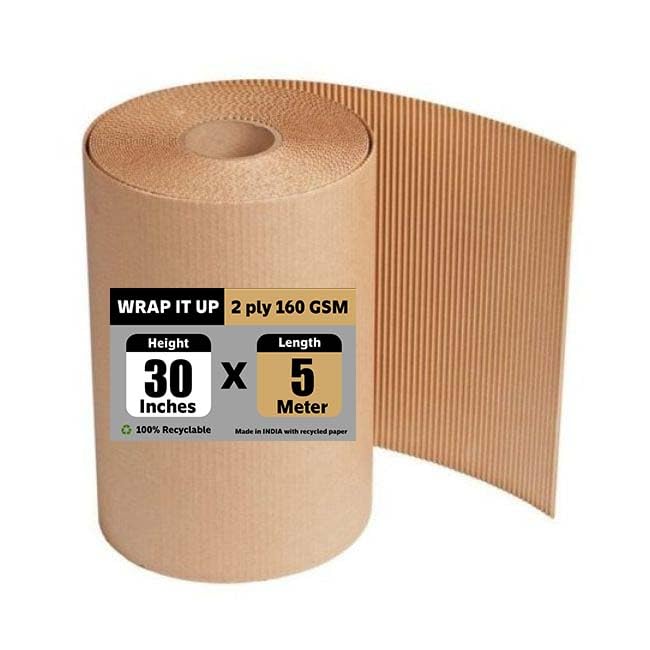 Image of WRAP IT UP Brown Corrugated Roll, 2 Ply, 160 /120 GSM, for Packaging (30 Inch * 5 Meter)