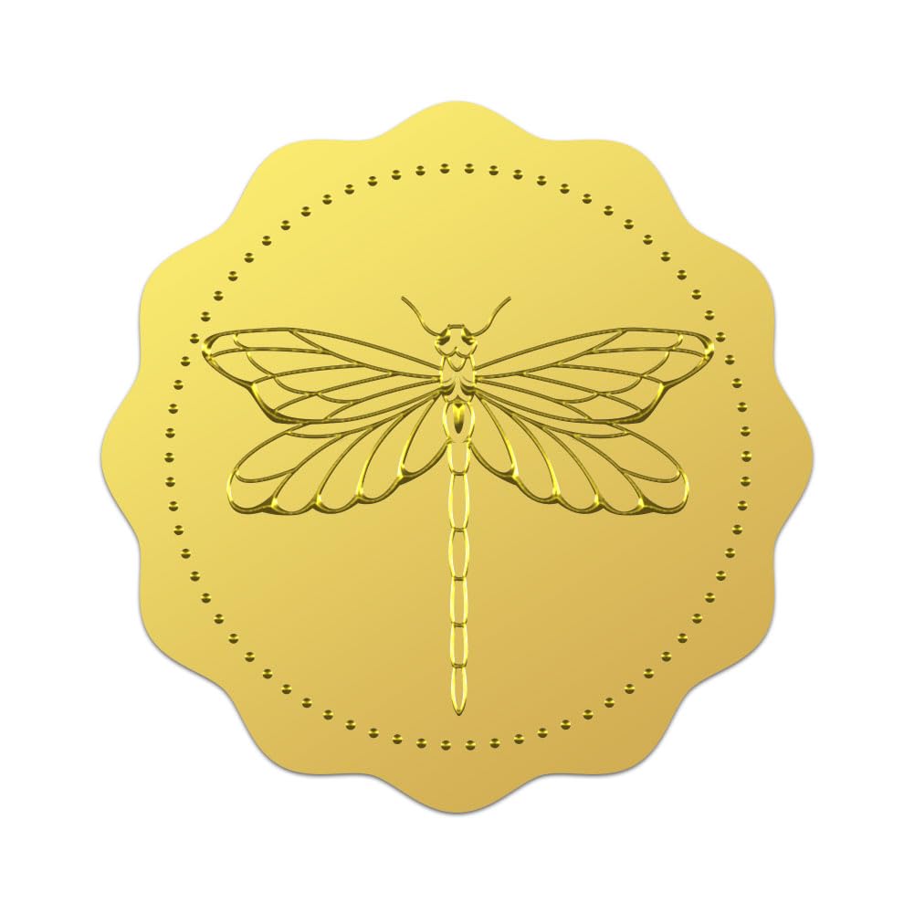 Autocollants libellule en feuille d'or pour sceller sans colle les enveloppes de faire-part
