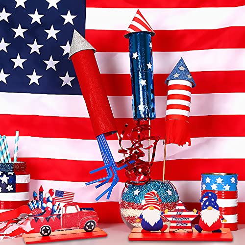4Th Of July Decorations,3 Pieces Patriotic Table Signs Memorial Day Table Decor Wooden Table Centerpieces Sign Independence Day Table Topper For Fourth Of July Party Desk Home Decor (B) #TOP4