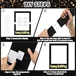 32 x 24 Inch Extra Large Happy Birthday Photo Booth Selfie Frame Props Picture DIY Cutouts Photo Backdrop Cardboard Props for Party Supplies Favors(Vertical,Black Gold) - Image 3