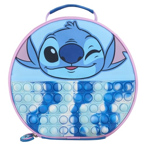 Disney Bolsa de almuerzo Stitch Sensory Pop It de Polar Gear, ligera y duradera con forro fácil de limpiar, aislada para mantener la comida fresca, bolsa fresca con cierre de cremallera, ideal para la