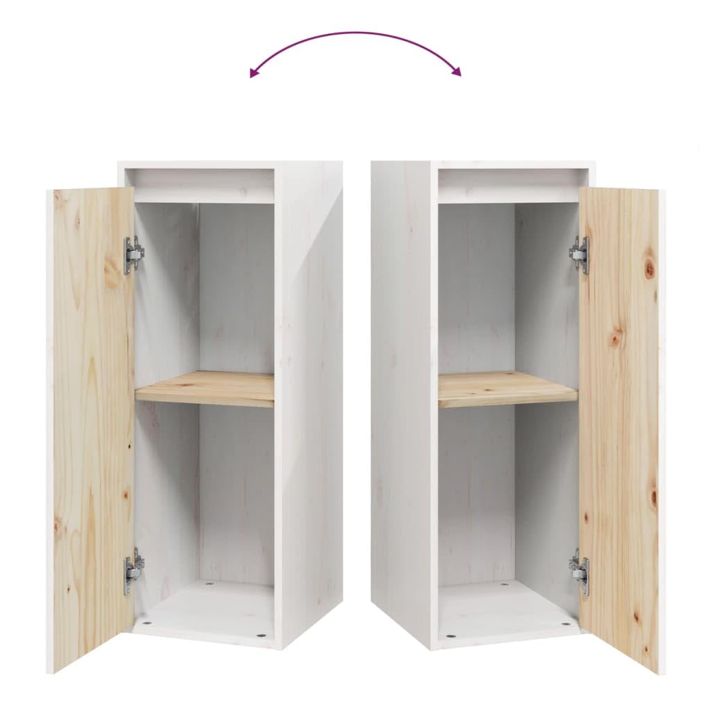 Set of 2 White Solid Pine Wood Floating Wall Cabinets | Each 11.8"x11.8"x31.5" unit provides space-saving storage for living rooms, bedrooms, and media centers.