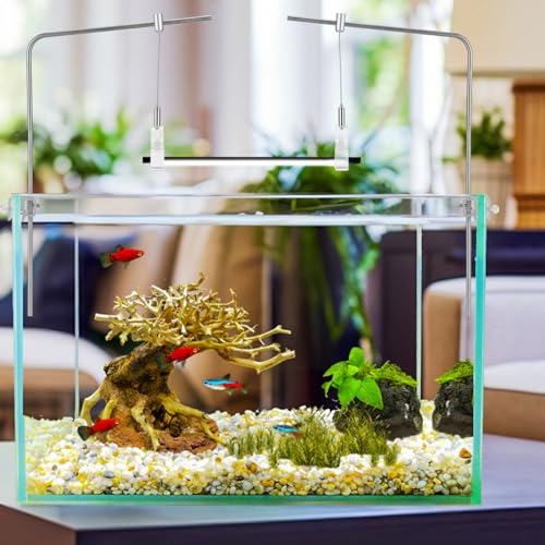 Image of Kisangel 2pcs Aquarium Light Riser, Adjustable Height Aquarium Light Holder Stand Hanging Kit, Aluminum Alloy Support Bracket for Fish Tank Lamp