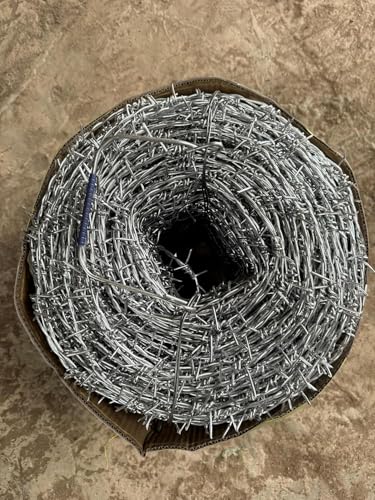 Image of Jindal Barbed Wire for Fencing Wire 2 MM Thickness 14 Gauge Alloy Steel Wire with Hook Approx. Length 180 Meters (600 FEET Length)