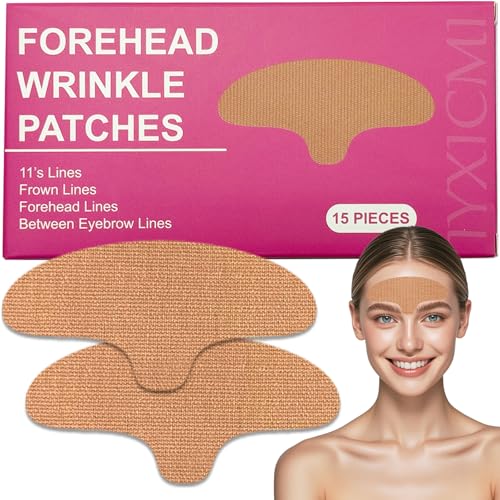 IyxicmI Forehead Wrinkle Patches, 15 PCS Face Tape for Wrinkles, Kinesiology Tape for Face, Facial Myofascial Lift Tape for Frown 11's Lines, Fine Lines Between Eyebrow Wrinkle Patches
