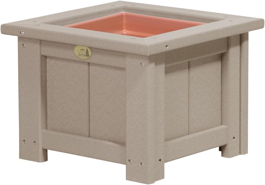 Furniture Barn USA Poly Lumber 15" Square Planter, Aruba Blue & White