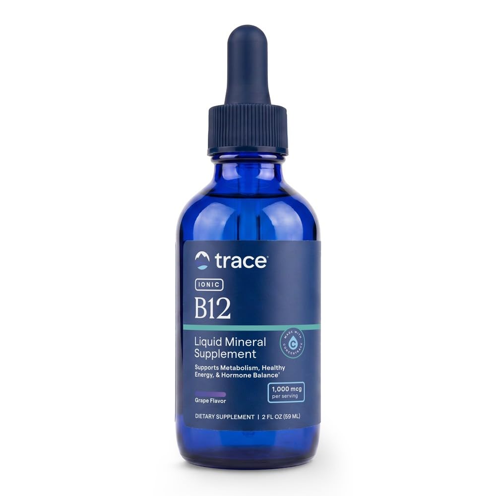 Trace Minerals Ionic B12 - Υγρή πολυβιταμίνη για την ισορροπία ορμονών & Υγιεινή λειτουργία νεύρων - Υποστηρίζει τη μεταβολική υγεία - Ένζυμα Παραγωγή - Φυσική φόρμουλα ευεξίας - 2 fl oz (59 εξυπηρετούν)