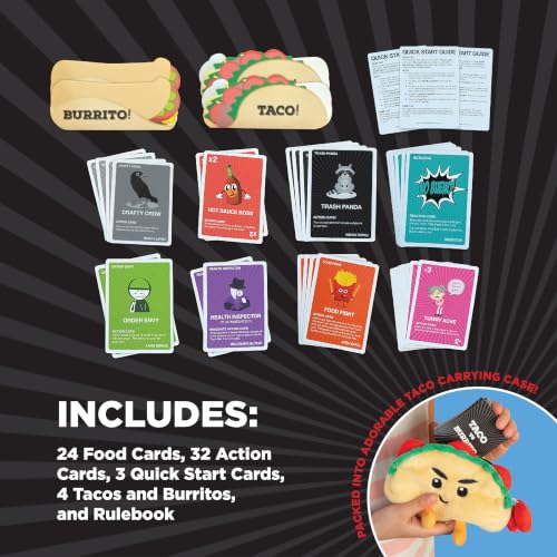 Image of Taco vs Burrito Travel Case - The Wildly Popular Surprisingly Strategic Card Game Created by a 7 Year Old - 5 Ways to Play - Fun Family Games for Kids and Adults, Game Night, Travel Games