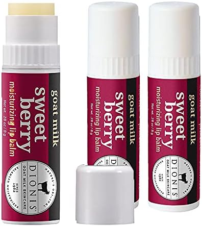 Dionis - Goat Milk Skincare Sweet Berry Scented Lip Balm 3 Piece Set (0.28 oz) - Made in the USA - Cruelty-free and Paraben-free