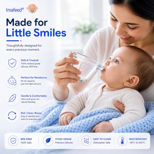 Image of Silicone Paladai Baby Feeding Cup for Newborn - Boilable Reusable Nifty Feeding Cup, Soft Baby Feeder, 45 ml Round Silicone Cup (Transparent)