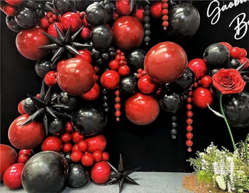 Black Gold Red Balloons Garland Arch Kit, 141Pcs Latex Balloons Different Sizes 18 12 10 5 Inch for Party Decorations, Wedding Backdrop, Birthday, Baby Shower, Graduation - Image 8