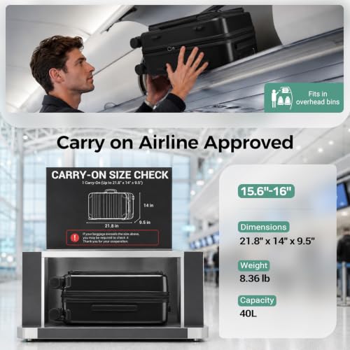 Image of Carry on Luggage Top opening Suitcases, Expandable with Cup&Phone Holder and USB Charging Port,Hardside with Front Pocket Rolling Suitcases with Spinner Wheels & YKK Zippers(Black, 20 Inch)
