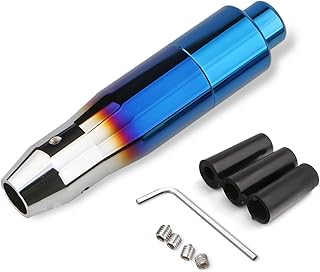 Automatic Shift Knob with Push Button, 5.7" Weighted Shifter Lever Handle Car Gear Head with Adapters, Aluminum Alloy Gear Shifting Lever for Most Auto Transmission Vehicle (Glossy Blue)