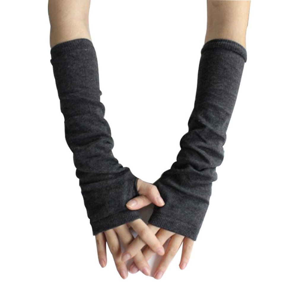 Bluelans Women's Dark Grey Bluelans® Fashion Knit Wrist Arm Warmer Fingerless Hand Long Mitten Gloves Wamer Long Fingerless Gloves (Dark Grey)