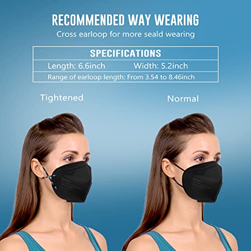 WWDOLL KN95 Face Mask 25 Pack, 5-Layers Breathable KN95 Masks, Black