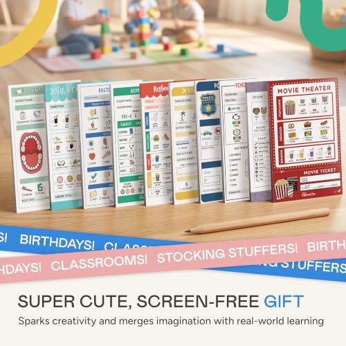 Image of Tiny Expressions Pretend Play Notepads - 10-Pack Kids Play Pads | 40 Pages Each for Imaginative Role Play