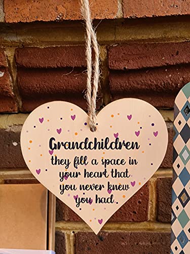 The Plum Penguin Handmade Wooden Hanging Heart Plaque Gift Grandchildren Fill Heart Wall Hanger Grandparents Family Thoughtful Wall Hanger - Image 4