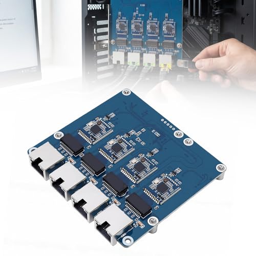 Yunseity PCIe to Gigabit ETH Board, tarjeta de expansión Ethernet de 4 puertos para RasPi 5 con chipset RTL8153 miniatura 7