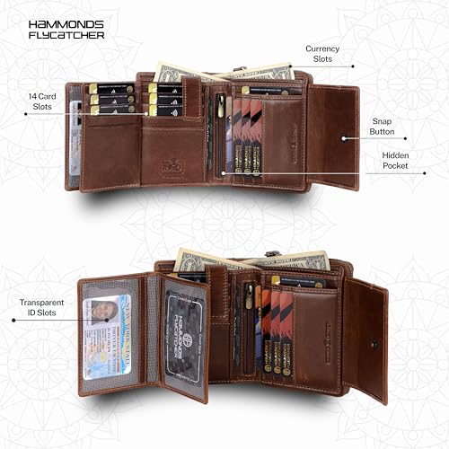 Wallet for Women - Genuine Leather Ladies Wallet - 14 Card Slots - RFID Protection - 3 ID Card Slots -RFID Wallet women -Daily Use, Women Money Purse - Blazing Brown3