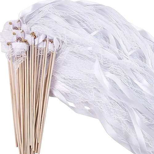 JurciCat varitas de boda 30 piezas Blanco espaldera de boda serpentinas para bodasBoda Twirling serpentinas Se utiliza para la boda Fiesta de cumpleaños Otras fiestas