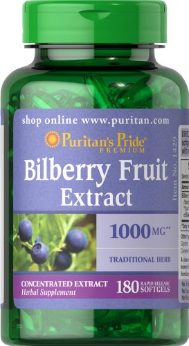 Puritan's Pride 2 Pack of Bilberry 1000 mg Puritan's Pride Bilberry 1000 mg-180 Softgels