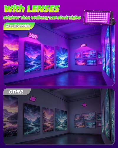 Image of 50W Black Lights, IP66 Waterproof Outdoor LED Black Light Floodlights with Switch, Plug, 6ft Cord for Glow Party, Body Paint, Fluorescent Poster, Halloween Decorations