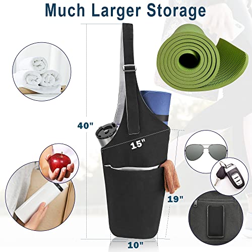 Pacearth Yoga Mat Bag, 40" X 15” Large Size Yoga Mat Carrier, Reversible Two-Tone Yoga Mat Tote, Fits Most Size Mats #TOP2