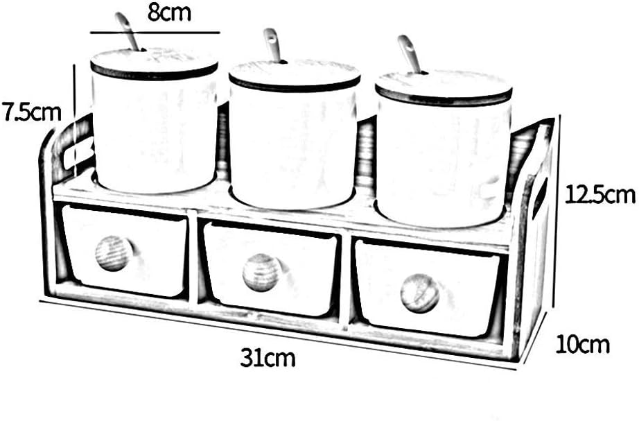 Ceramic Condiment Pots Spice Serving Jars Seasoning Container with Spoons and Stand
