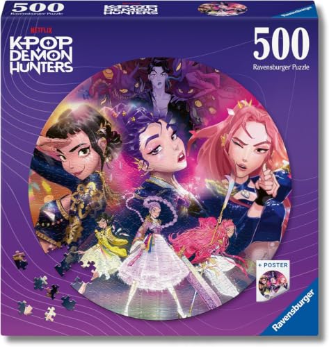 Ravensburger - Puzzle K Pop Demon Hunters 500 Piezas | Redondo 52 cm